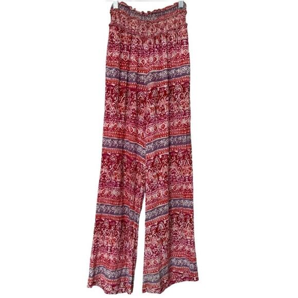 Aqua Set - Top & Wide Leg Pants Smocked Palazzo Pants Boho Hippie Womens Size XS - Picture 8 of 15